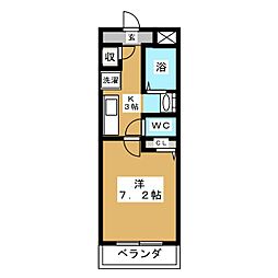 アールズコート 1Kの間取図画像