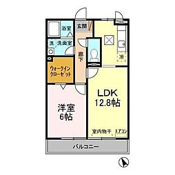 パークサイド西船B 1LDKの間取図画像
