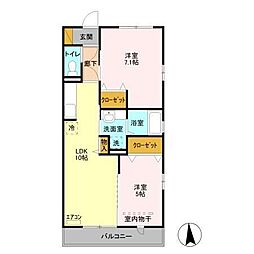 ドエル 2LDKの間取図画像