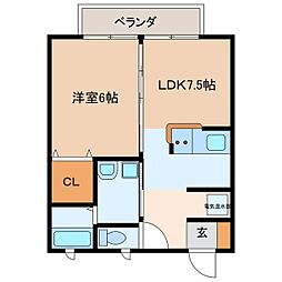 チロリンVillage 1LDKの間取図画像