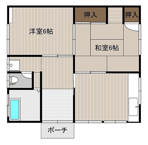 上新地町5丁目H貸家 001｜山口県下関市上新地町5丁目(賃貸一戸建2DK・--・26.44㎡)の写真 その2