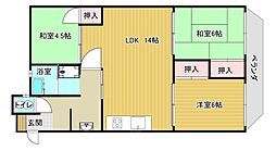 松原団地D棟 3LDKの間取図画像