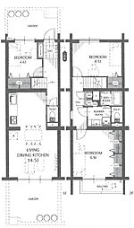 見明川住宅33号棟 3LDKの間取図画像