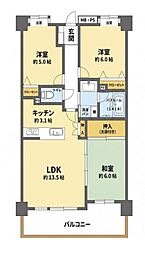 グーディッシュ松戸八柱 3LDKの間取図画像