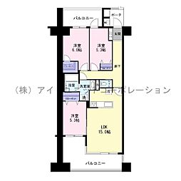 ヴェルデゾーナ新八柱 3LDKの間取図画像
