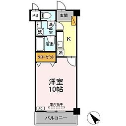 カーサ・エスペランツァ 1Kの間取図画像