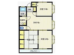 グッドウッドパーク水戸B 3DKの間取図画像