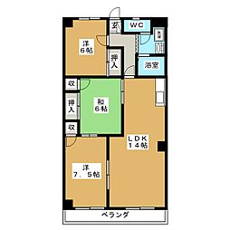 ニュー松戸コーポＦ棟 2階3LDKの間取り