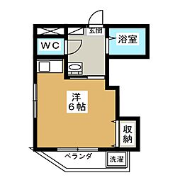 千ビル馬橋ハイム 2階ワンルームの間取り