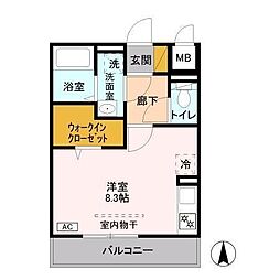 ベルデュール ワンルームの間取図画像
