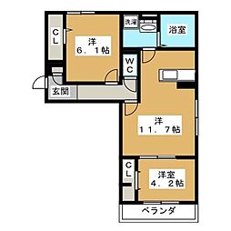 シャロット 2LDKの間取図画像