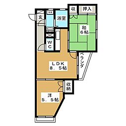 (株)ニューホームズ第一マンション 2LDKの間取図画像