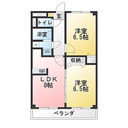 小西第10M&Sビル 2LDKの間取図画像