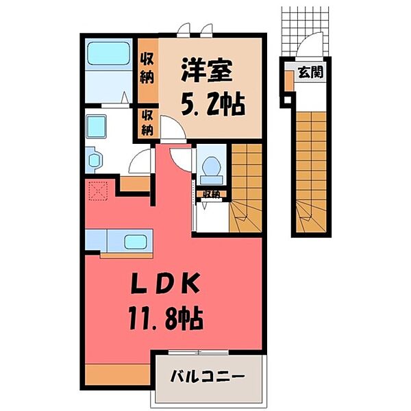 アテリサージュ ｜栃木県さくら市上阿久津(賃貸アパート1LDK・2階・41.36㎡)の写真 その2