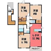 スイートタウン D  ｜ 栃木県宇都宮市駒生町（賃貸アパート3LDK・2階・67.50㎡） その2