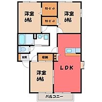 ビューバレー星ノ宮 D  ｜ 栃木県栃木市都賀町合戦場（賃貸アパート3LDK・1階・68.45㎡） その1