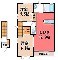 サニーヒルズ Ｆ  ｜ 茨城県筑西市市野辺（賃貸アパート2LDK・2階・61.63㎡） その2