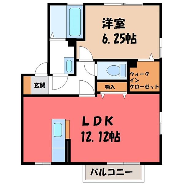 ロイヤル川木谷 Ａ ｜茨城県結城市川木谷2丁目(賃貸アパート1LDK・2階・45.45㎡)の写真 その2