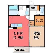 ラ・ポーテ B  ｜ 栃木県宇都宮市豊郷台2丁目（賃貸アパート1LDK・2階・46.75㎡） その2