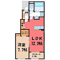 下高間木アパート B棟  ｜ 栃木県真岡市下高間木2丁目（賃貸アパート1LDK・1階・50.14㎡） その1