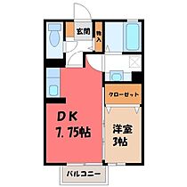 ウインドワードガーデンズ D  ｜ 栃木県小山市若木町1丁目（賃貸アパート1DK・2階・29.25㎡） その2