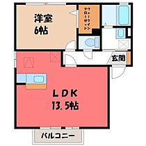 サンモール B  ｜ 栃木県栃木市都賀町合戦場（賃貸アパート1LDK・1階・45.45㎡） その2