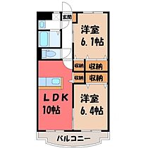 Y.M.ソレイユ II  ｜ 栃木県栃木市大町（賃貸マンション2LDK・2階・53.67㎡） その2