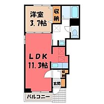 カーサ ソラーレ B  ｜ 栃木県宇都宮市上横田町（賃貸アパート1LDK・1階・37.13㎡） その2