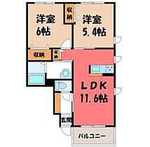 エスポワール B  ｜ 栃木県下都賀郡野木町大字丸林（賃貸アパート2LDK・1階・52.58㎡） その2