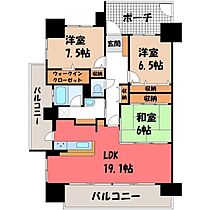 サーパスシティ桜通りパークウィング  ｜ 栃木県宇都宮市桜4丁目（賃貸マンション3LDK・9階・90.27㎡） その2