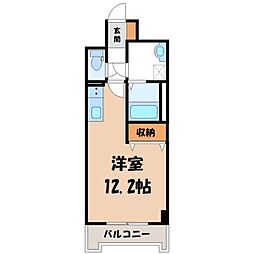 宇都宮芳賀ライトレール線 宇都宮駅東口駅 徒歩7分の賃貸マンション 9階1Kの間取り