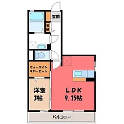 JR東北本線 小山駅 バス10分 カワチ薬局前下車 徒歩5分の賃貸アパート 2階1LDKの間取り