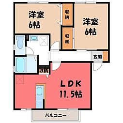アイベリーA 2LDKの間取図画像