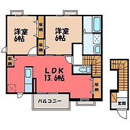 ナックサクラニュータウンB 2LDKの間取図画像