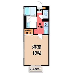 ジェントリー五代 1Kの間取図画像