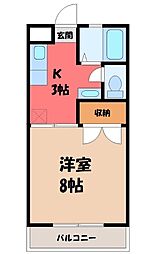 フォレストヒルズ 1Kの間取図画像