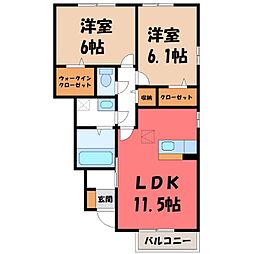 パインコートC 2LDKの間取図画像