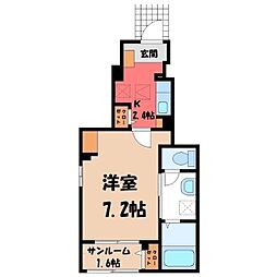 ロイヤル鈴 J 1Kの間取図画像