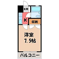 コーポコーベル2 1Kの間取図画像