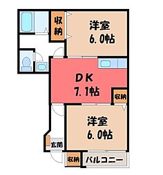 パルテールC 2DKの間取図画像