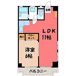 利久マンション 1LDKの間取図画像