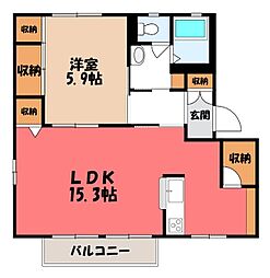 ラフォーレ若松原A 1LDKの間取図画像