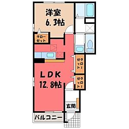 ビオラプレッソB 1LDKの間取図画像