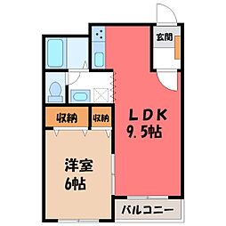 ヘル・レーベン 1LDKの間取図画像