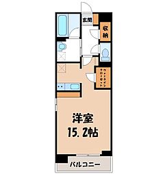 S-FORT宇都宮 1Kの間取図画像