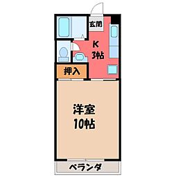 SPACE・ONE 1Kの間取図画像