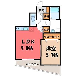 中今泉ヴィラージュマンション 1LDKの間取図画像