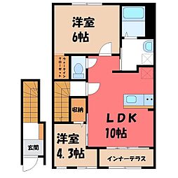 宇都宮市末広2丁目アパート 2LDKの間取図画像