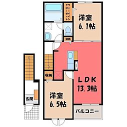 ニューライジングサン 2LDKの間取図画像