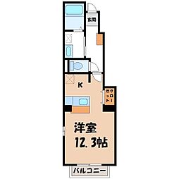 サンワハイツD棟 1Kの間取図画像